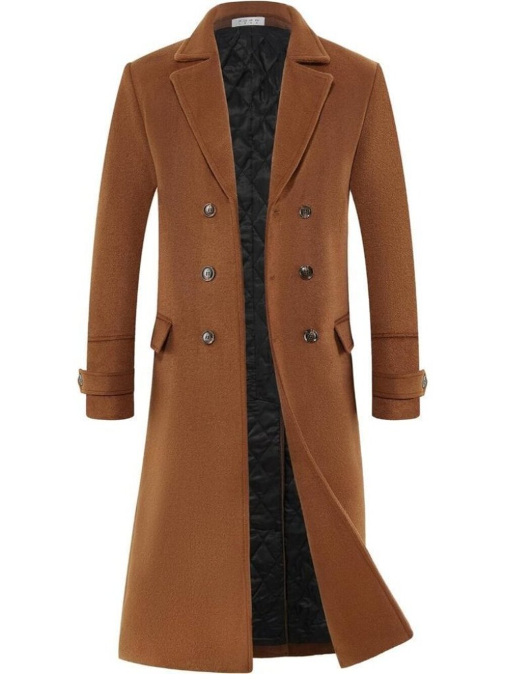 Aptro Men's Wool Trench Coat Winter Business Jacket Overcoat With Scarf- Camel